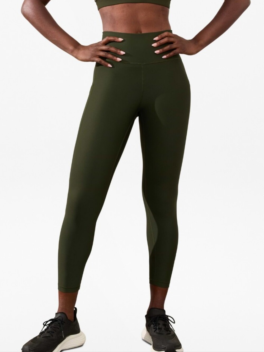 Athleta Interval Stash 7/8 Tight Aspen Olive EUC